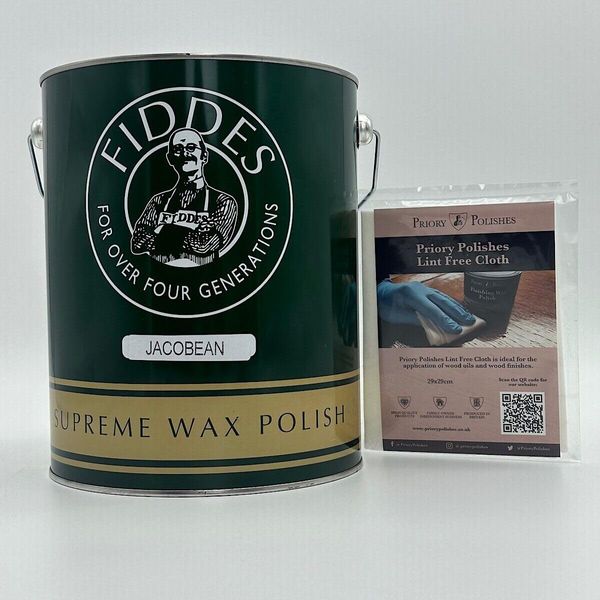 Fiddes Supreme Jacobean Wax – 5 Litre + Free Priory Polishes© Lint Free Cloth