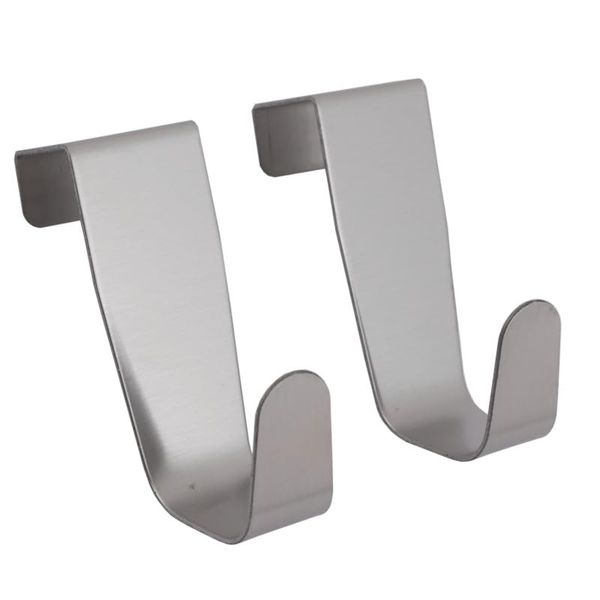 Over Door Hooks, Stainless Steel, 2.5 x 8.5 cm, 2-Pack, Silver