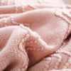 BOURINA Textured Solid Soft Sofa Throw Couch Cover Knitted Decorative Blanket, Pink, 152x203cm