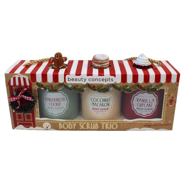 NEW Beauty Concepts Exfoliating Body Scrub Trio Christmas Present Gift Box Set