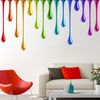 Rainbow Wall Sticker - Rainbow Metallic Drips Wall Decal Art (180cm Width x 90cm Height)