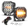 AUXBEAM 3" LED Work Light Bar Strobe Flash Amber Cubes Pods Driving Offroad ATV