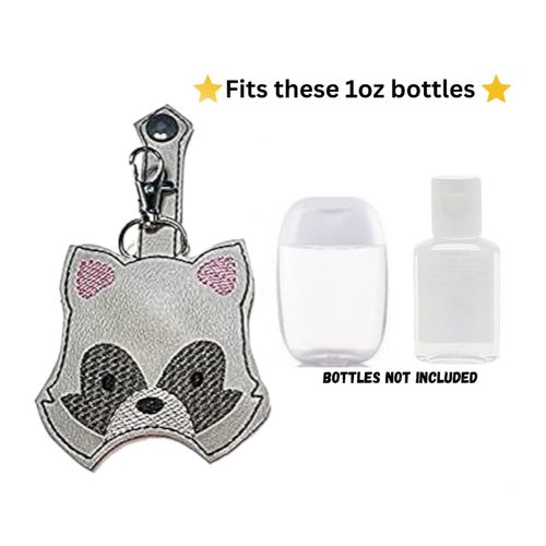 Raccoon Hand Sanitizer holder Keychain and or Lip balm Holder Key Chain