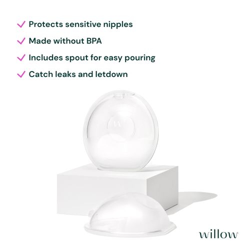 Willow Catch-All Milk Cups, 2 Pack, Wearable Milk Collector for Nursing Moms; Breast Shells for Milk Collection and Protects Sensitive Nipples, Made from BPA-Free and Food-Safe Silicone