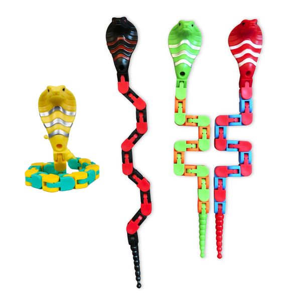 4 PCS Cobras With 18 Links Click Wacky Tracks Snake Toy, Jokes and Pranks Pocket Adults Gift, Sensory Tangle Fidget Toys, Attention Autism Bucket Attention Autism Bucket Adhd Aids Toys for Boy&Girl