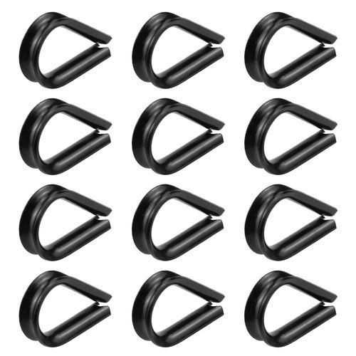 Antrader M3 Stainless Steel Thimble for 1/8" Diameter Wire Rope Cable Thimbles Rigging,12 Pack (Black)