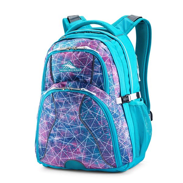 High Sierra Swerve Laptop Backpack, Sequin Facets/Bluebird/White, One Size