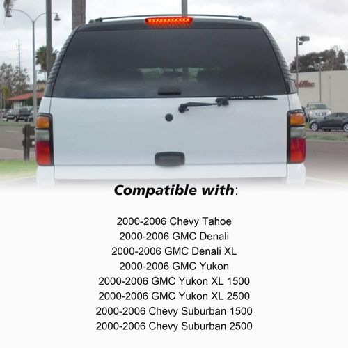 HUSUKU High Mount 3rd Third Brake Light Cargo Light Fits For Chevrolet Tahoe GM/Suburban/GMC/Yukon 2000-2006 LED Rear Cargo Light/Stop LED Light (Red Housing)