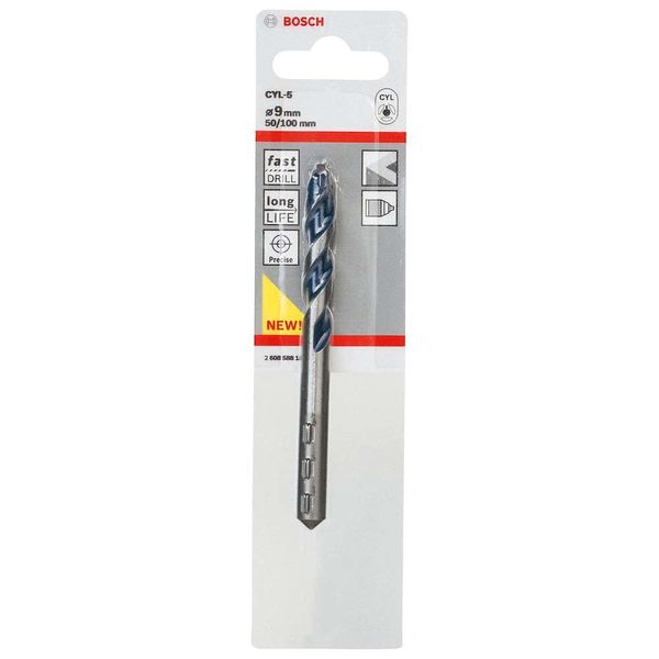 Bosch Professional 1x CYL-5 Concrete Drill Bit (for Concrete, Ø 9 x 100 mm, Robust Line, Accessories for Impact Drills)