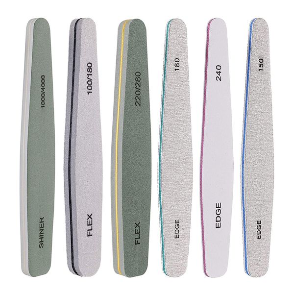 VOARGE Nail File 6 Pieces Professional Double Sided Nail Files Manicure Acrylic Gel File Boards Nail Buffer Block for Natural Nails Gel Nails Washable Double Sided Grit