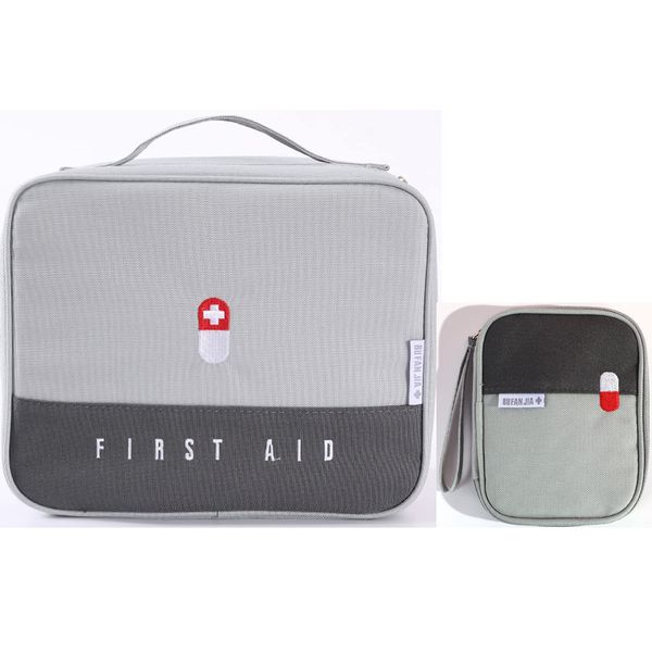 Longbest 2-Pack Medicine Pouch, Medicine Storage Pouch, Organizer, First Aid Kit, Medical Pouch, First Aid Kit, Multi-Purpose Pouch, Cosmetics Pouch, First Aid Bag, Home Storage Bag, Students, Outing,