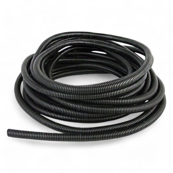 Non-Split Conduit Black Flexible Plastic Cable Tidy Solution Tube Trunking (11.8mm ID - 10m)