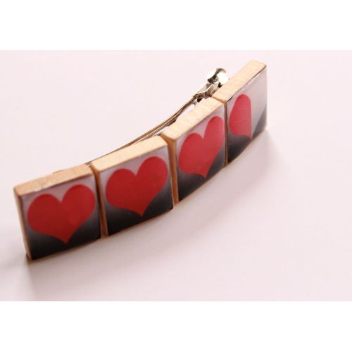 Video Game Life Bar Wooden Tile Barrette
