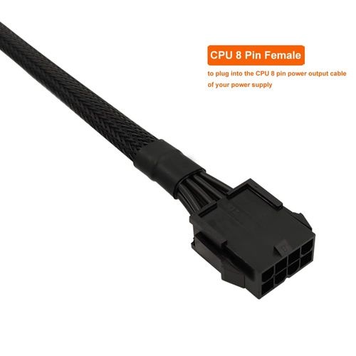 YEZriler (2-Pack) 8 pin CPU Extension Cable, ATX CPU 8 Pin Female to CPU 8 Pin (4+4) Male Adapter Sleeved Cable for Motherboard 20.8-inch (53cm)