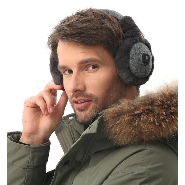 Aroma Season Heated Ear Warmer for Winter, Electric Plush Warm Earmuffs for Cold Weather Freesize (Grey)