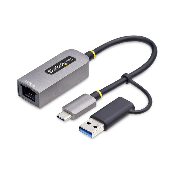 StarTech.com 2.5GbE USB-C to Ethernet Adapter with USB-A Converter, NBASE-T NIC, USB 3.0 Type-C 2.5/1G Multi Speed Network