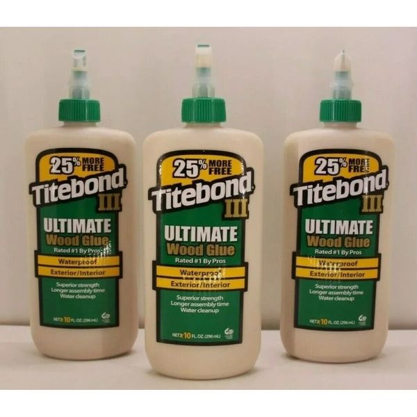 Lot of 3 Titebond III Ultimate Wood Glue Waterproof Exterior/Interior 10 oz