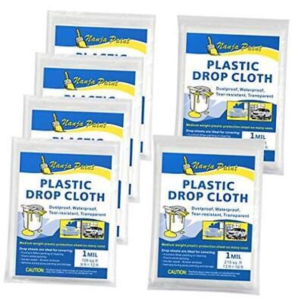 Plastic Drop Cloth 1 Mil Thickness Painters Clear Polyethylene Drop Cloths,