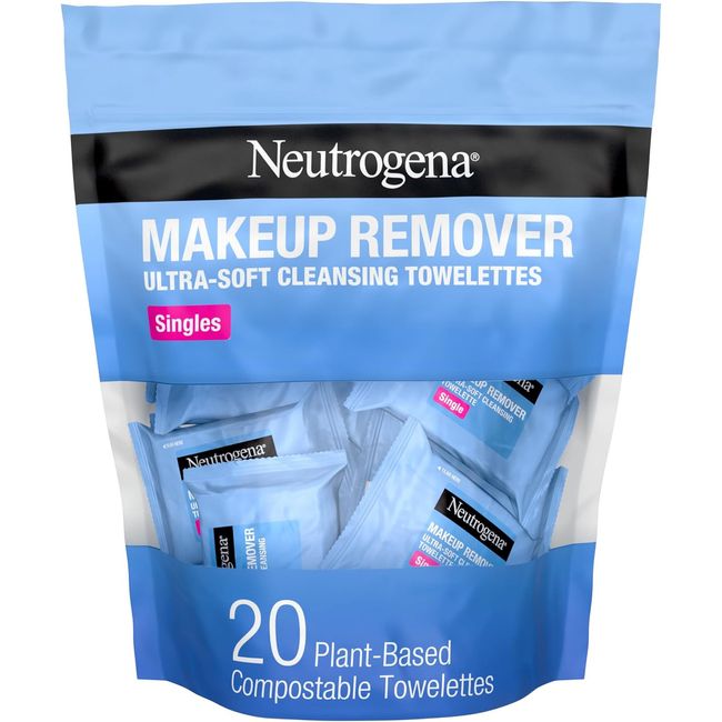 Neutrogena Makeup Remover Facial Cleansing Towelette Singles, Daily Wipes, 20 Ct