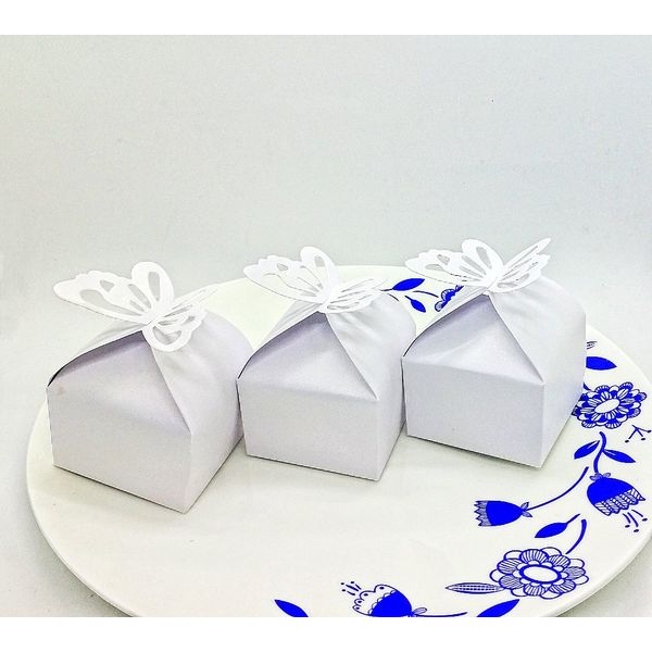 CHSYOO 50 x Weiß Schmetterling Gastgeschenk Schachtel Süßigkeiten Geschenkbox zum Hochzeit Geburtstag Taufe Babyparty Kinder Party