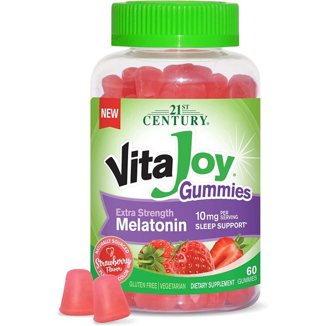 21st Century VitaJoy Extra Strength Melatonin 10 mg Gummies, Strawberry, 60 pc