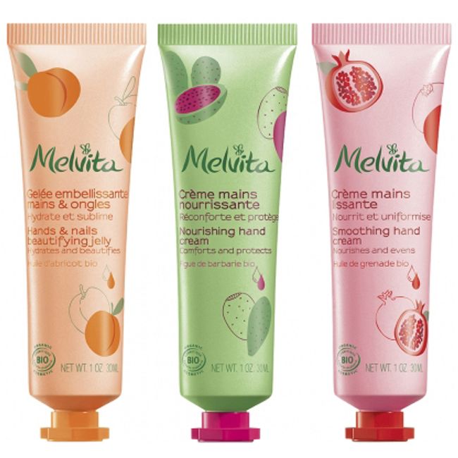 MELVITA New Hand Cream Trio Apricot Prickly Pomegranate 30ml Set of 3 Shea Butter Moisturizing Hands Nails Overseas Mail Order  Present Gift Small Present Small Gift Reward Thank You