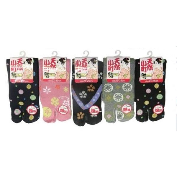 Tabi Socks Socks Women's Japanese Pattern Cute Cotton Blend, 23-25 cm Value 5 Pairs Set , , ,