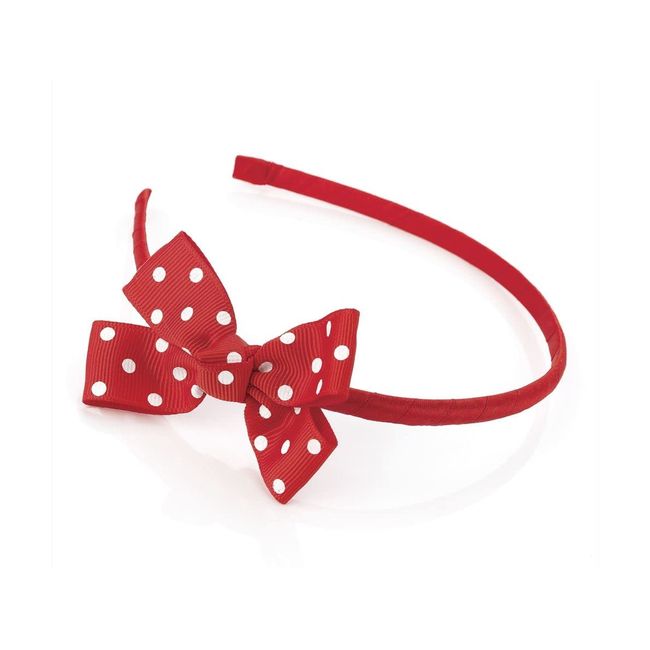 Girls Red Spot Bow Plastic Headband Alice Hair Band Hair Accessories for Women Girls by Glitz4Girlz