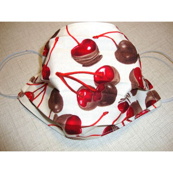 FACE MASK - ADULT - "CHOCOLATE COVERED CHERRIES" - NEW - REVERSIBLE - HOMEMADE