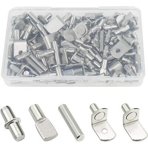 85pcs Nickel Plated Shelf Bracket Pegs Cabinet Furniture Shelf Pins Support 5 St