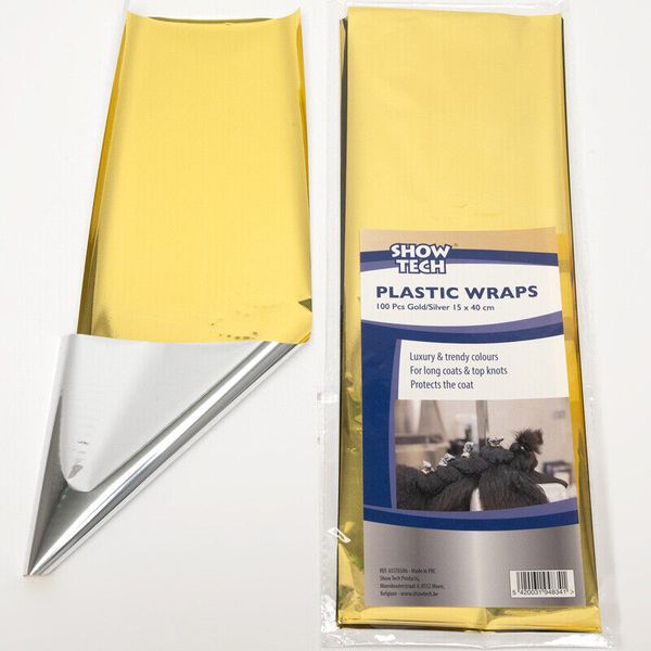 Show Tech Plastic Wraps 15 x 40 cm Gold/Silver 100 pcs  Dog Pet Grooming