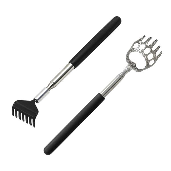 2 PCS Back Scratcher, Retractable Scratch Tool, Extendable Back Scratcher, Portable Scratch Tool, Hand Massager (Black)