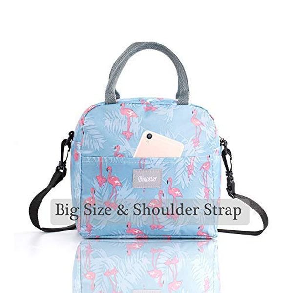 Insulated Lunch Bag Tote Bag for Women Wide Open Insulated Cooler Bag Water-resistant Thermal Leak-Proof Lunch Organizer For Men Girls Outdoor Picnic Work (Big Flamingo)