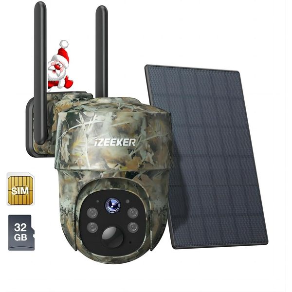 Trail Camera 4G LTE, 2K PTZ Cellular Game Camera Solar with 360° Full View, Live