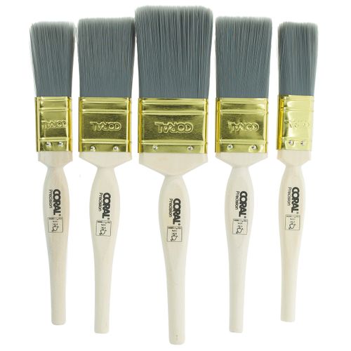 Coral 31478 Precision Paint Brushes with Platinum Easy Clean Filaments 5 piece pack set