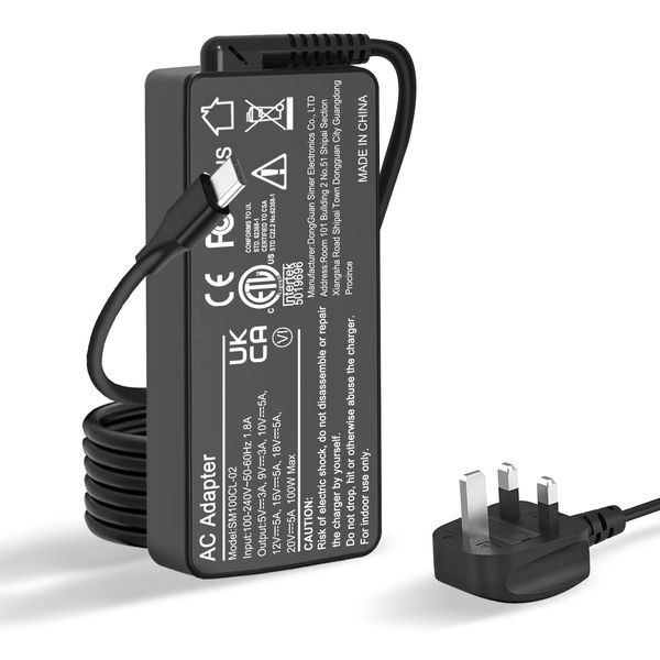 100W USB C Laptop Charger Compatible with MacBook Pro/Air, ThinkPad, Dell XPS, HP Chromebook, Asus and All USB-C Device