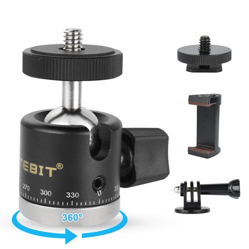 UTEBIT Mini Ball Head, 360° Panoramic Tripod Head with 1/4" Screw 3/8" Thread Mount, Metal Quick Release Plate Compatible with Arca Swiss for Video Cameras DSLR Cameras Loading 11.02lb