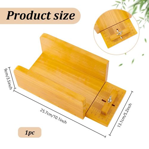PH PandaHall Wooden Soap Cutting Box, Soap Loaf Cutter Soap Cutter Adjustable Wood Soap Cutting Tool Soap Trimming for DIY Handmade Soap Making, Candles Trimming, Orange Color, 26x13x9cm