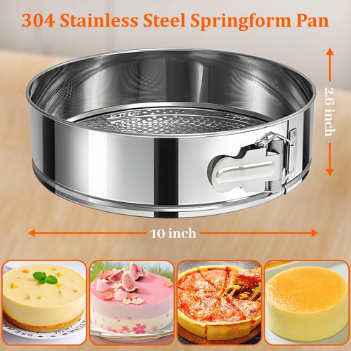 CHUZHOMU 10 Inch Springform Pan 304 Stainless Steel Nonstick Leakproof Springform Cake Pan with Removable Bottom, Round Spring Form Cheesecake Pans For Baking