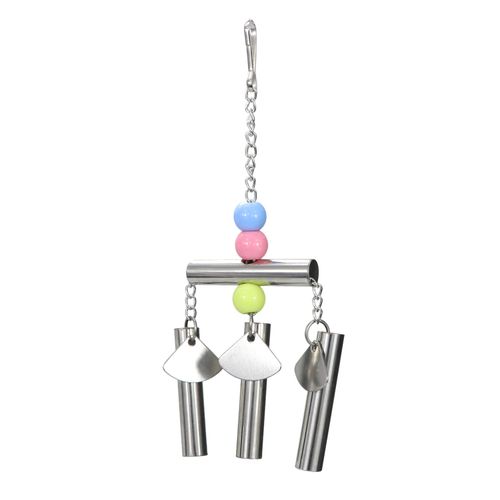 Bird Stainless Steel Bells String Parrot Hanging Chew Toy for Parakeet Cockatiel Cockatoo Conure (Silver)