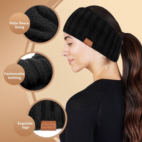 PROPOG Women's Winter Knitted Headband Winter Ear Warmers Women's Lined Thick Headbands Girls Very Warm Elastic Knitted Headband Headwrap Headband Warm Winter Gifts