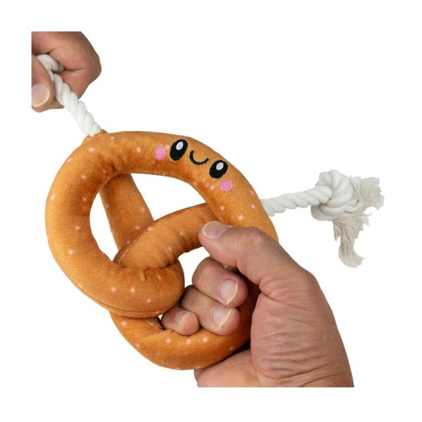 Territory Fun Squeaker Plush Tug Toy for Dogs, Pretzel