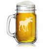 16oz Mason Jar Glass Mug w/ Handle Moose