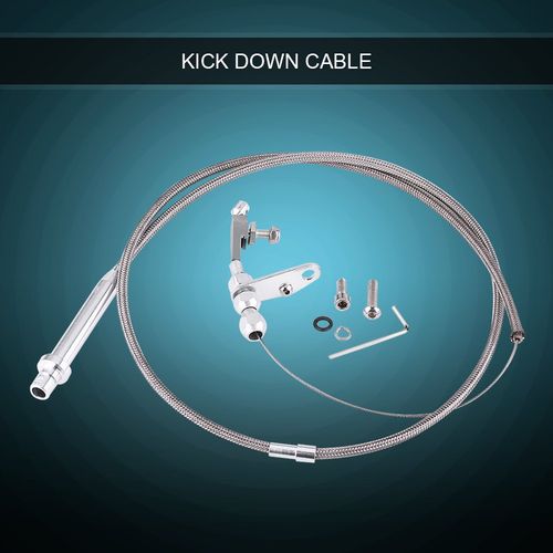 Keenso Th350 Kickdown Cable, Silver Stainless Steel Braided Kickdown Cable for 350 Turbo Transmission Assembly Detent Kickdown for Chevy TH350