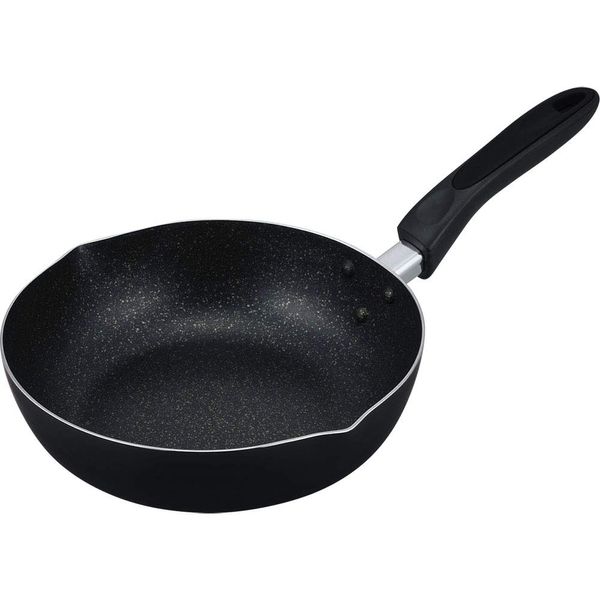 Wahei Freiz RB-1908 Marble Coat, Deep Frying Pan, 9.4 inches (24 cm), Black, Compatible with IH and Gas