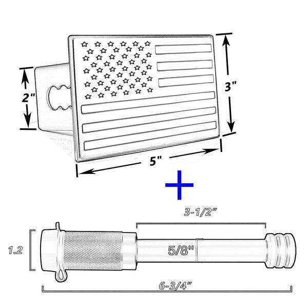 Bonrcea Heavy American Flag Metal Trailer Hitch Cover for 2 inch Receivers（with 5/8-Inch Pin Diameter Trailer Hitch Lock ）