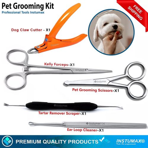 Essential Pet Grooming Kit: Dog Nail Clippers, Scissors, Ear Wax & Tartar Scaler