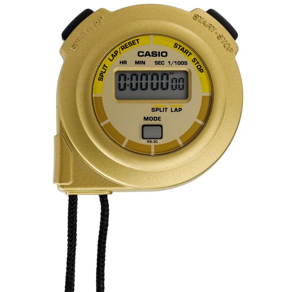 CASIO HS-3C-9JH Stopwatch, Gold, Digital Laptime, Split, Measuring, Noise Reducing