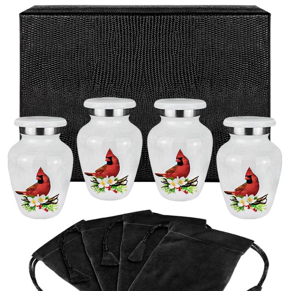 Trupoint Memorials Cremation Urns for Human Ashes - Decorative Urns, Urns for Human Ashes Female & Male, Urns for Ashes Adult Female, Funeral Urns - Cardinal, 4 Small Keepsakes