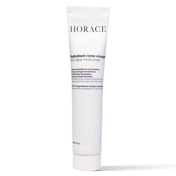HORACE Rich Face Moisturiser for Men - Hydrating Cream with Organic Prickly Pear Oil and Shea Butter - Moisturising Skincare for All Skin Types - Unscented, 75 ml